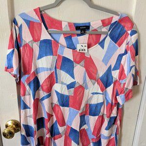 Red, White, & Blue Flowy T-Shirt 2X Alfani NWT